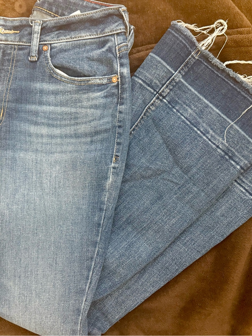 Women's Maurice’s Edgely Blue Wide Leg Raw Hem Flare Jeans - Classic Indigo
